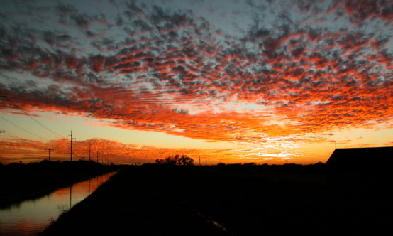 The sun setting over the Rio Grande Valley