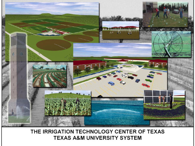 Renders and concept for the development of the Irrigation Technology Center of Texas